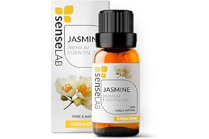 SenseLAB Aceite Esencial de Jazmín - Aceite de Jazmín Natural 100% Puro de Grado Terapéutico para Difusor de Aromaterapia - Aceite para el Cuidado del Cabello y la Piel (10 ml)