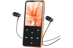AGPTEK Lettore MP3 Bluetooth 5.3, Lettore Musicale da 64 GB in Metallo, Schermo da 2,4", Qualità Sonora HiFi, MP4 con Pulsanti Touch, Altoparlante, Radio FM, Registratore, 60 Ore di Musica, Arancione