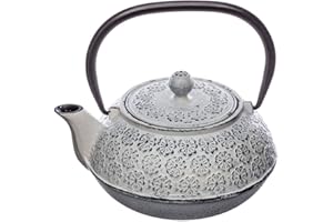 SG SECRET DE GOURMET Théière en fonte avec son filtre amovible - Capacité 1 L - Coloris BLANC Vieilli