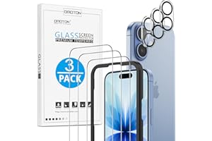 OMOTON für iPhone 17 für Panzerglas mit Rahmen-Installationshilfe, kompatibel mit iPhone 17 Kamera Schutzfolie, Anti- Kratzer, Bläschenfrei, 9H Härte Folie, 3+3 Stück