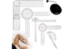 SHUIYUE Lot de 6 rapporteurs de goniomètres : 20,3 cm, 15,2 cm, 180, 360, doigt, colonne vertébrale, ruban à mesurer, goniomètre pour le corps, règle rapporteur, goniomètre