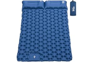 HiiPeak Matelas Camping 2 Personnes - Matelas Gonflable Ultra léger - Tapis de Couchage avec Oreiller & Pompe à Pied – Matelas imperméable 2 Places pour Camping, Voyage, Randonnée