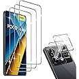 HidWee Tempered Glass Compatible with Xiaomi Poco X6 5G Screen Protector, 3 Pieces Protective Glass and 2 Pieces Camera Protection, 9H Hardness Anti-Scratch Tempered Glass Protection Glass, HD