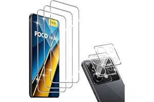 HidWee Cristal Templado Compatible con Xiaomi Poco X6 5G, 3 Piezas Protector de Pantalla + 2 Piezas Protector de Lente Cámara, 9H Dureza Sin Burbujas Cristal Templado & Protector de Cámara