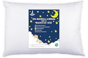 SUPERBE BEBE Almohada Infantil Blanca 33x45 Cm De Algodón Oeko-Tex - Almohada Cuna Bebe Y Niños- Cojin Pequeño para Bebés para Siestas En La Guardería, Escuela Y Viajes - 1 Año 2 Años