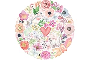 ‎HIBARBY Blumen Sticker Set 50 Stück, Graffiti Wasserdichte Vinyl Flower Aufkleber für Laptop, Wasserflasche, Reisekoffer, Handyhülle, iPad, Tagebuch, Scrapbook, Kinder Jugendliche