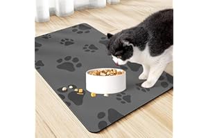 HENGBIRD Tappetino Ciotola Cane, Sottociotola Gatto 30 X 50 Cm Tappetino Ciotole Gatto, Assorbente ad Asciugatura Rapida Tappetino Cane Ciotola, Antiscivolo Tappetino Sottociotola per Cani