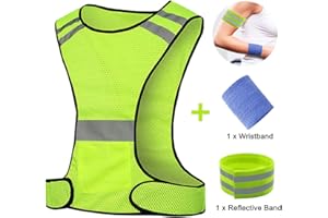 RAINYEAR MAKE LIFE EASIER RAINYEAR Hi Vis Vest Reflective Adjustable Gear with Safety Reflector Band Tape Arm Band Wrist Sweatband
