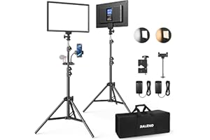 RALENO Zestaw Oświetlenia Wideo, Lampa Wideo LED ze Stojakiem 180 cm, Wbudowana Bateria CRI95+ 3200-5600 K 8000 mAh, Lampy do Studia Fotograficznego do TikTok YouTube Transmisja na żywo Wideografia