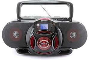 EMERSON NAXA Electronics NPB-273 Portable Bluetooth, MP3/CD AM/FM Stereo Radio Cassette Player/Recorder with Subwoofer and USB Input Boombox