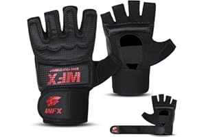 WFX Guanti da MMA per uomini e donne, mezze dita, per karate, sacco da boxe, MMA, combattimento, boxe, allenamento per taekwondo, sparring, grpling, kickboxing, arti marziali, combattimento