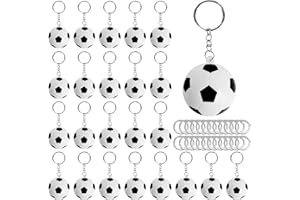 Charshiu 24 Pack Soccer Ball Keychains, Football Keychain Party Favors Fillers, Football Key Rings Decorations for Kids School Carnival Reward, Football Day, Football Theme