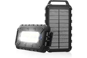 TOENNESEN Solar Powerbank 26800mAh, Tragbare Solar Ladegerät PD15W USB-C Externer Akku Outdoor wasserdichtes Power Bank Solarpanel mit LED-Licht und 3 Outputs Ladegerät für Smartphones Tablets und mehr