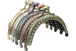 TESTEL 5 Pcs Metal Purse Frame Retro Half Round Purse Bag DIY Craft Frame Kiss Clasp Lock