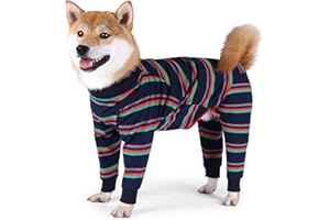 DOTONER Traje de recuperación de cirugía para Perro, Mameluco con piernas de Manga Larga, Transpirable, para después de cirugía, Pijama Anti lamer, Herida Abdominal, Cono de Perro (L, Azul)