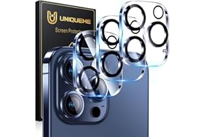 UniqueMe Protector Cámara para iPhone 15 Pro/15 Pro Max - 3 Unidades, Ultra HD Clara, Anti-Arañazos, Ultra Resistente, Cristal Vidrio Templado 9H