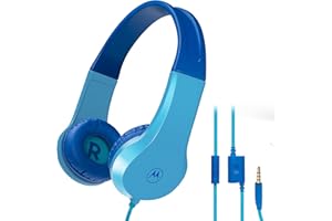 Motorola Sound JR200 - Kinder Kopfhörer mit Kabel - Kabelgebunder Kinderkopfhörer mit Lautstärkebegrenzung 85 dB und Audio Splitter - BPA Frei - ab 3 Jahren - Blue