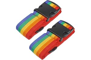 DOKPAV Heavy Duty Luggage Straps for Suitcases Packing Belts Travel Accessories Adjustable Bag Strap 2 Pack Rainbow