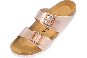 Palado Pantoletten Damen Samos - elegante Sandalen Made in Spain - bequeme Hausschuhe mit dämpfendem Kork-Fußbett - modische Sommerschuhe