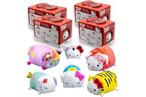 #sbabam, Hello Kitty Plush, Giochi per Bambini da Edicola, Peluche Morbidissimo e Colorato, Piccoli Pupazzi Collezionabili, Pupazzo Gioco per Bambino, Regalo Bambini Pupazzetti, Pack da 4