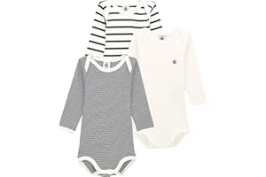 Petit Bateau A01tb Body a Rayas de Manga Larga Unisex bebé (Pack de 3)