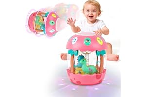 Shayson Baby Musical Toys 6 to 12 Months, Dinosaur Eggs Projector Light Up Toys with Music for 1 2 3 Year Old Boys Girls, 12-18 Months Crawling Learning Tummy Time 1st Birthday(Pink)