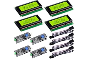 GeeekPi 2004 20x4 Character LCD Display Module Yellow Backlight with IIC I2C Serial Interface Adapter board for Raspberry Pi Arduino STM32 DIY Maker Project BPI Tinker Board Electrical IoT (4Pack)