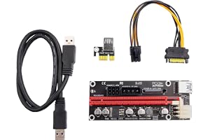 ELFJMZP PCIe 1X till 16X stigarkort för Bitcoin-mining – 3 strömförsörjningsalternativ (6Pin, Molex, SATA), 60 cm skärmad USB