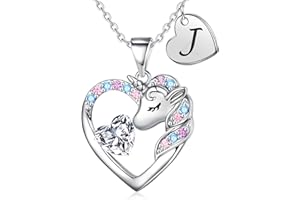 TINGN Unicorn Gifts for Girls - Heart & Initial Necklaces | Unicorn Jewelry for Girls - Birthday, Christmas & Valentines Gifts