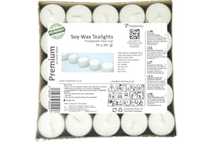 CORAZ HOME Premium 7 Hours Long Burning Time Pack of 72 Transparent Green Cup tea lights Eco-Friendly tealights White Unscented Night Lights Vegan Soy Wax Candles Non-Toxic