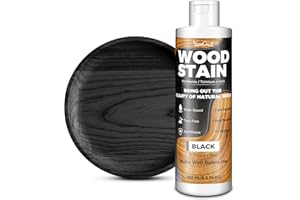 Teinte à Bois 250ml Noir à Base d’Eau, Lasure et Peinture pour Meubles Intérieurs Extérieurs, Portes Placards Étagères, Wood Stain Mat, Séchage Rapide, Faible Odeur, Non Toxique, Facile à Appliquer