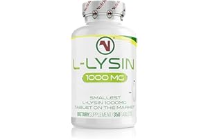 NUTRIODOL L-Lysine x 350 1000mg Tablets | Smallest 19mm Formula | Easier to Swallow and Quicker to Absorb - Suitable for Vegetarian and Vegan. (350)