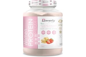 BEVERLY NUTRITION Beverly Women Protein - Proteína de suero especial mujer con Colágneno Marino, Magnesio y Vitamina E - 1 Kg - 24 g de proteína por ración - 33 servicios - Sabor (1 KG, CHOCO BLANCO FRESA)