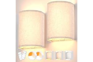 MOITA Wall Lights Set of 2, Rechargeable Battery Operated Wall Sconce Lighting with Remote Control, Dimmable Wall Light, 3 Colour Temperature, Cordless Wall Sconce for Bedroom Living Room Hallway