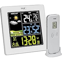 TFA Dostmann Season 35.1150.01 - Stazione Meteo Radio Con Sensore Esterno, Fasi Lunari, Orologio Radiocontrollato, Per Interni Ed Esterni (Nero