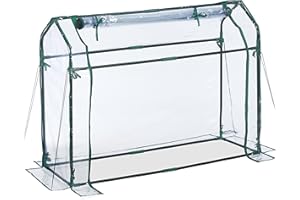 Relaxdays Foliengewächshaus, PVC-Folie, aufrollbare Tür, HxBxT: 92 x 124 x 42 cm, Frühbeet mit Stecksystem, transparent