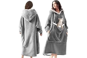 auvstar Manta de Sudadera Gigante con Capucha, Manta de Gran Tamaño Sudadera con Capucha Sherpa con Bolsillo Frontal, Suave Cálida Cómoda, Talla Única para Adultos, Hombres, Mujeres, Adolescentes