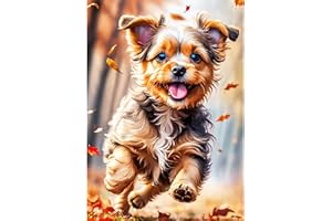 AIRDEA Precioso Cachorro Corriendo 5D DIY Diamond Painting Kit Completo para Adultos Principiantes, Puzzle Diamantes, Cuadro para Pintar con Numeros, Decoración del Hogar, Regalos, Lienzo 30x40cm