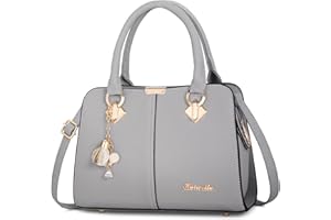 FORRICA Borsa a Mano Donna Elegante Borsa a Tracolla con Ciondolo Squisito PU Pelle Borsetta Borse a Spalla per Shopping Pendolarismo Grigio