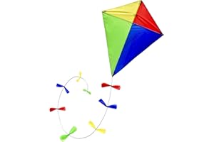 BROOKITE from Peterkin | Classic Bow Tail Kite | Multicolour - 70m x 60cm - Spinnaker Nylon Kite with 1 handle | Kites | Outdoor Toys | Sports & Leisure | Ages 3+