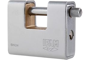 IFAM Candado Acero Endurecido Monobloque Serie Armoured, Rectangular Forma de U, Longitud de 80mm, Gran Nivel de Protección, Seguridad y Resistencia, Cromado, Incluye Llaves