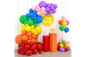 PATIMATE Palloncini Arcobaleno, 110 Palloncini Compleanno Colore, Kit Arco Palloncini Compleanno Arcobaleno, Ghirlanda Palloncini Arcobaleno per Baby Shower Decorazioni(Palloncini Arcobaleno18/12/10/5 Pollici)