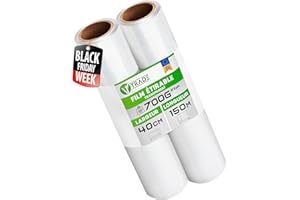 V1 Trade Film Etirable Demenagement - 2 Rouleaux Film Palette Transparent 40cm x 150m - Plastique Protection pour Colis et Meubles