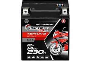 BlackMax YB14L-A2 GEL Motorradbatterie 12V 14Ah Batterie 51411 12N14-3A FB14L-A2