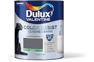 Dulux Valentine Color Resist Cuisine & Bains - Peinture Intérieure Pièces Humides - Pour Murs, Plafonds, Boiseries - Lessivable et Résistante - Couleur : Anthracite Satin - 0,75 L - 5262076