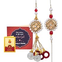 Kaameri Bazaar Raksha Bandhan Rakhi Set For Brother & Bhabhi | Includes Lumba, Tilak, Greeting Card