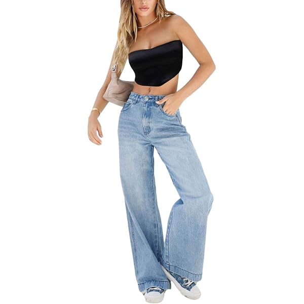 Jean Femme Y2K Jambe Large - Taille Basse - Coupe Décontractée Baggy - 65% Coton / 35% Polyester