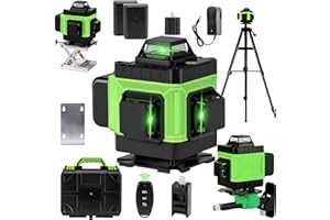 HOUSIWILL Niveau Laser 4D 16 Lignes, 4 x 360° Laser Chantier, Batterie Rechargeable x 2, Niveau Laser avec Trepied, Support Mural, Télécommande, IP54 Étanche et Anti-Poussière