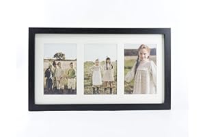 TIME HOME DEVELOPMENT Marco foto múltiple con paspartú para collage de fotos 10x15 para mesa o pared (3 FOTOS, NEGRO)