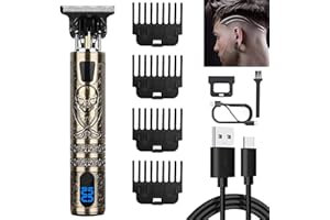 XkuiHF Tondeuse Cheveux Hommes, Tondeuse Barbe et Cheveux Homme – Tondeuse Professionnelle IPX7, Lame T Zéro écart, 4 Peignes (1.5-4mm), Rechargeable USB pour Coupe Précise